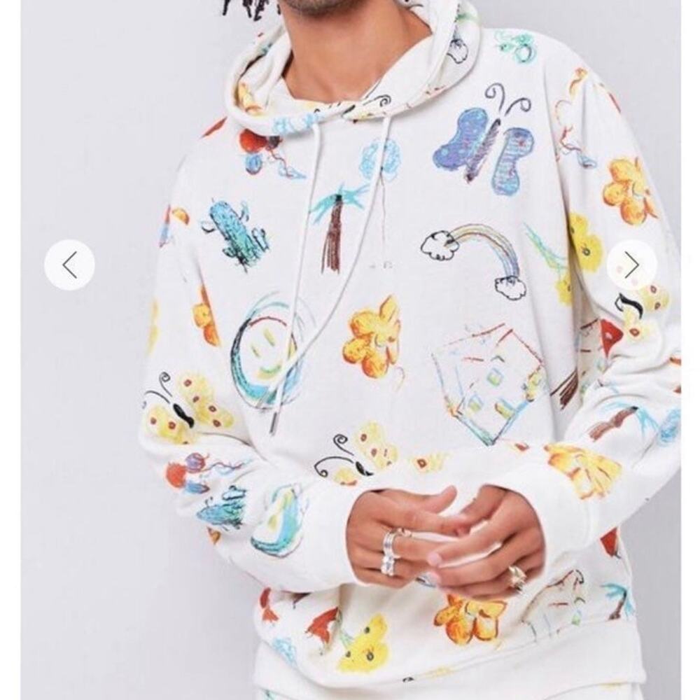 Doodle Print French Terry Hoodie